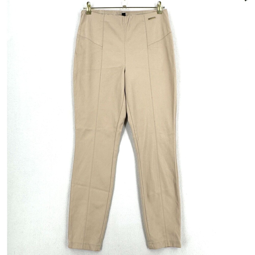 Marc New York Andrew Marc Faux Leather Pants M Beige Pull On Skinny Ankle Chic